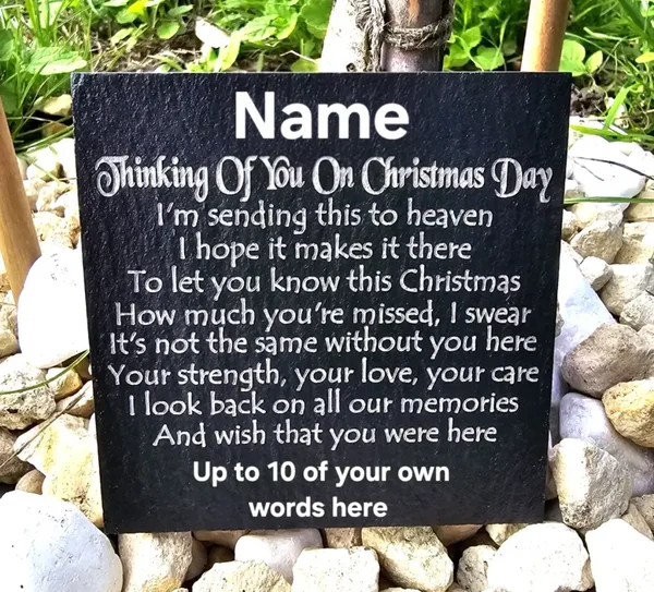Mum, Dad, ANY NAME Christmas memorial slate plaque PERSONALISED Grave Marker custom memory gift