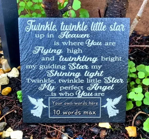 Memorial plaque Personalised Son Angel baby slate Boy Girl star grave marker Mum