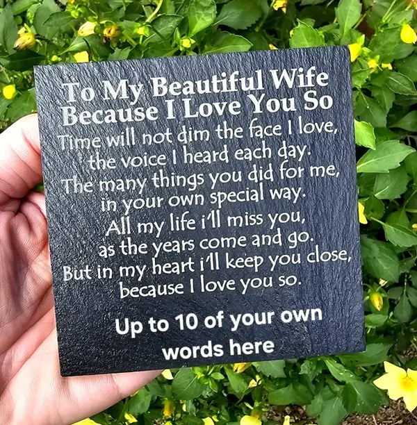WIFE memorial slate personalised remembrance plaque Grave Love keepsake Gift