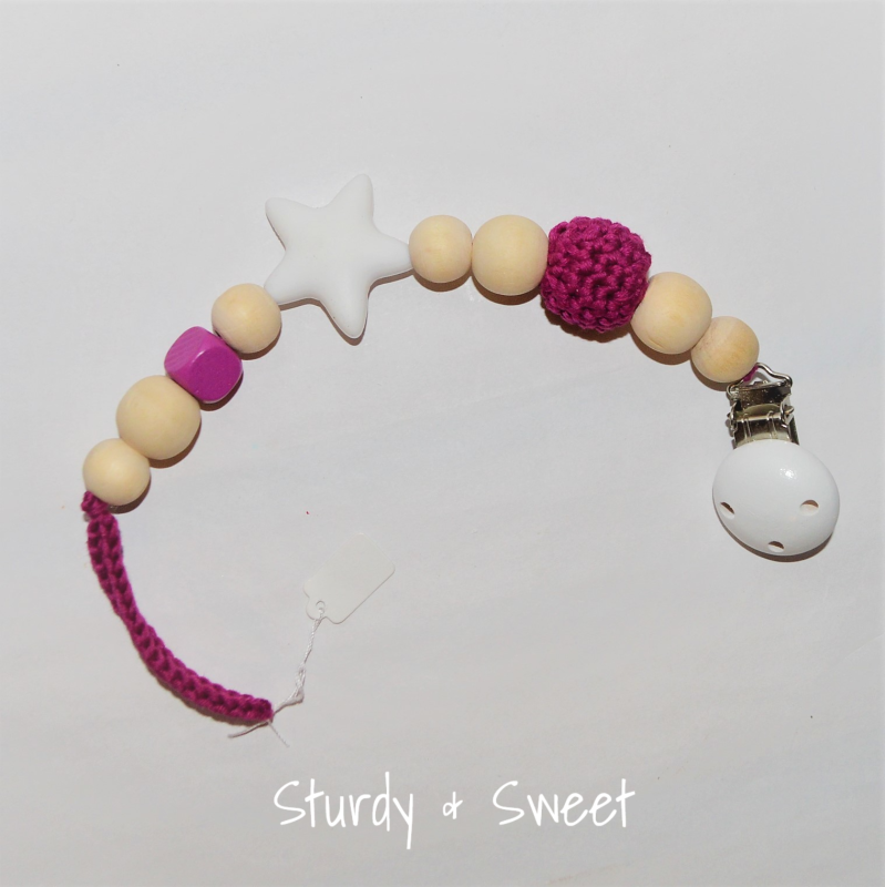 speenkoord gehaakte, siliconen en houten kralen