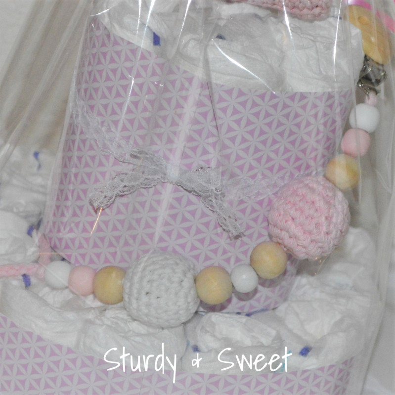 luiertaart gehaakt speenkoord