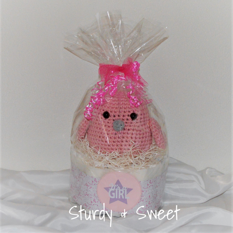 luiertaart gehaakte vogel