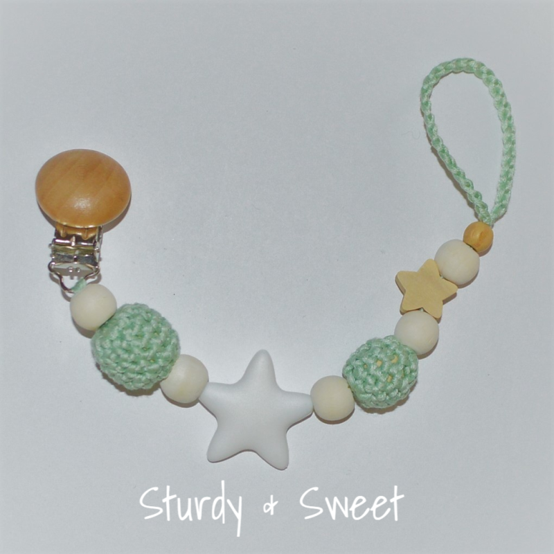 speenkoord gehaakte, siliconen en houten kralen