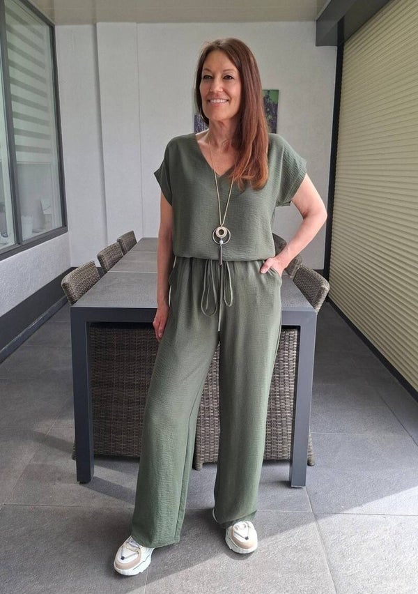 Musthaves by Elja 2-delige set broek en top army groen