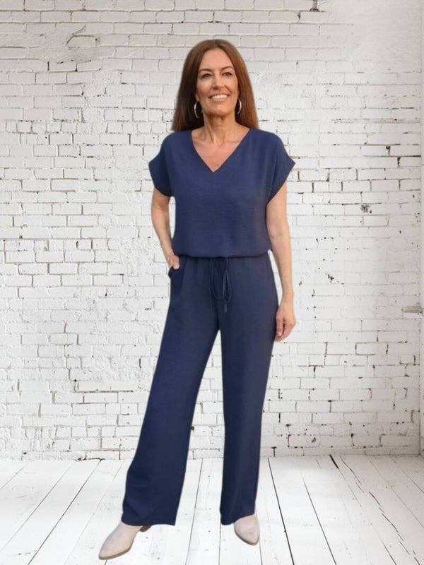 2-delige set broek en top donkerblauw