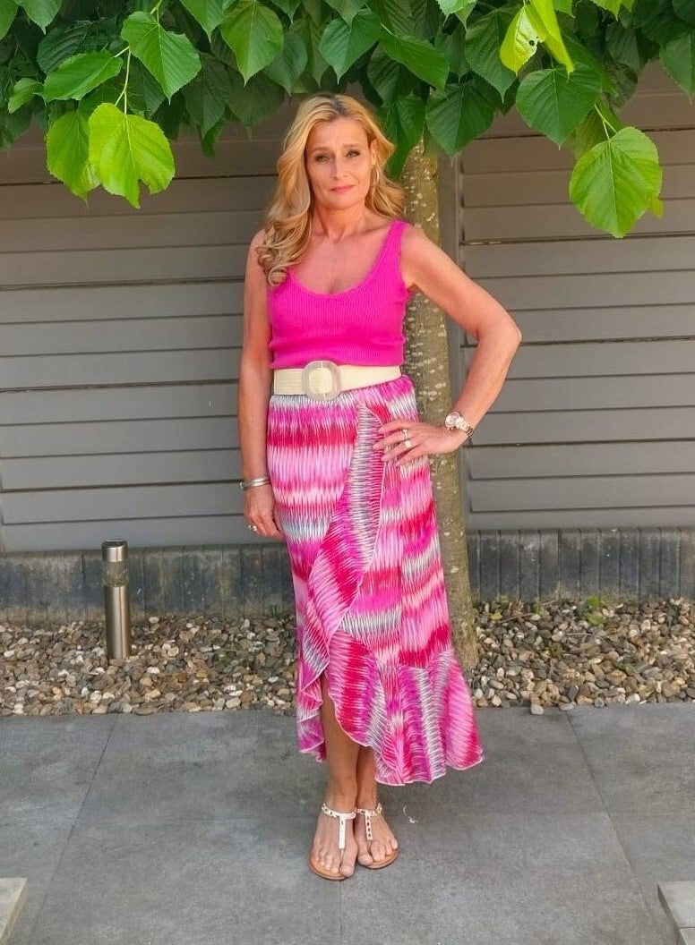 Rok met print fuchsia