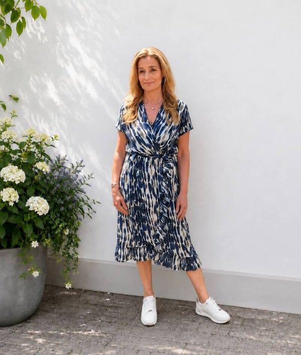 Musthaves by Elja jurk met mooie print blauw