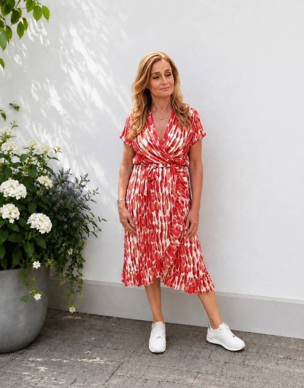 Musthaves by Elja jurk met mooie print rood