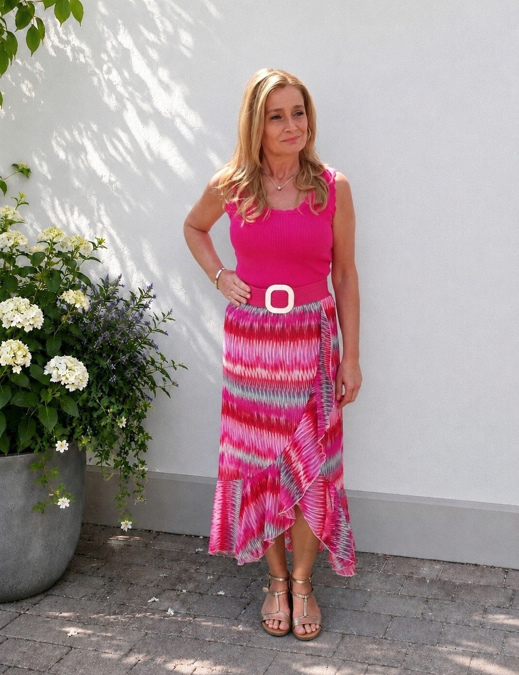 Rok met print fuchsia