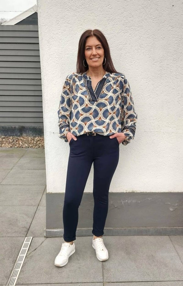 Chino broek met riempje donkerblauw