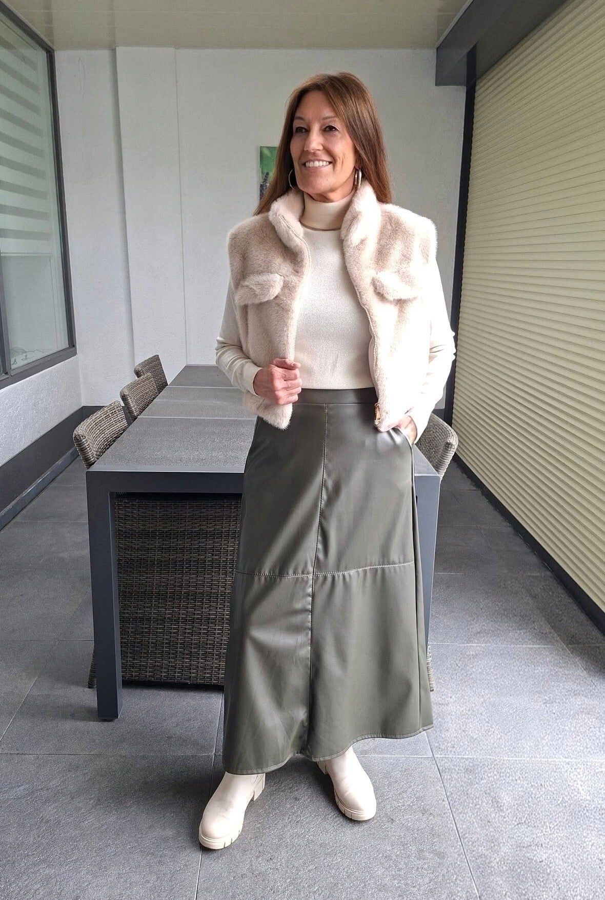 Gilet fake fur beige