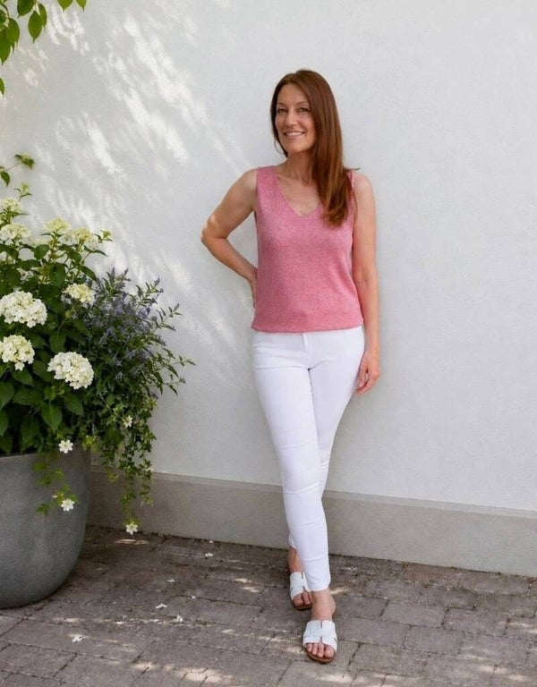 Lurex top Triple Nine koraal