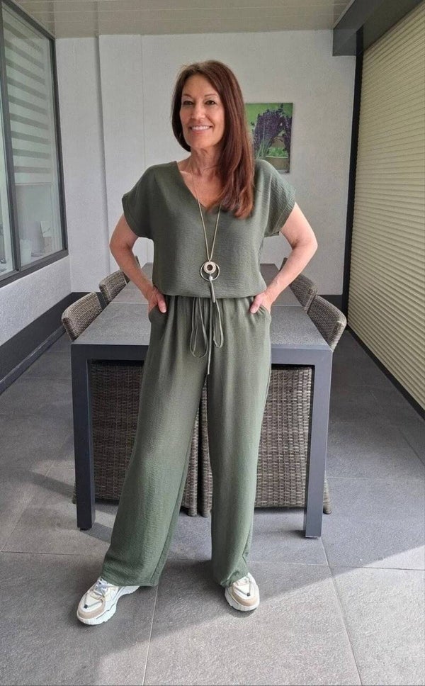 Musthaves by Elja 2-delige set broek en top army groen