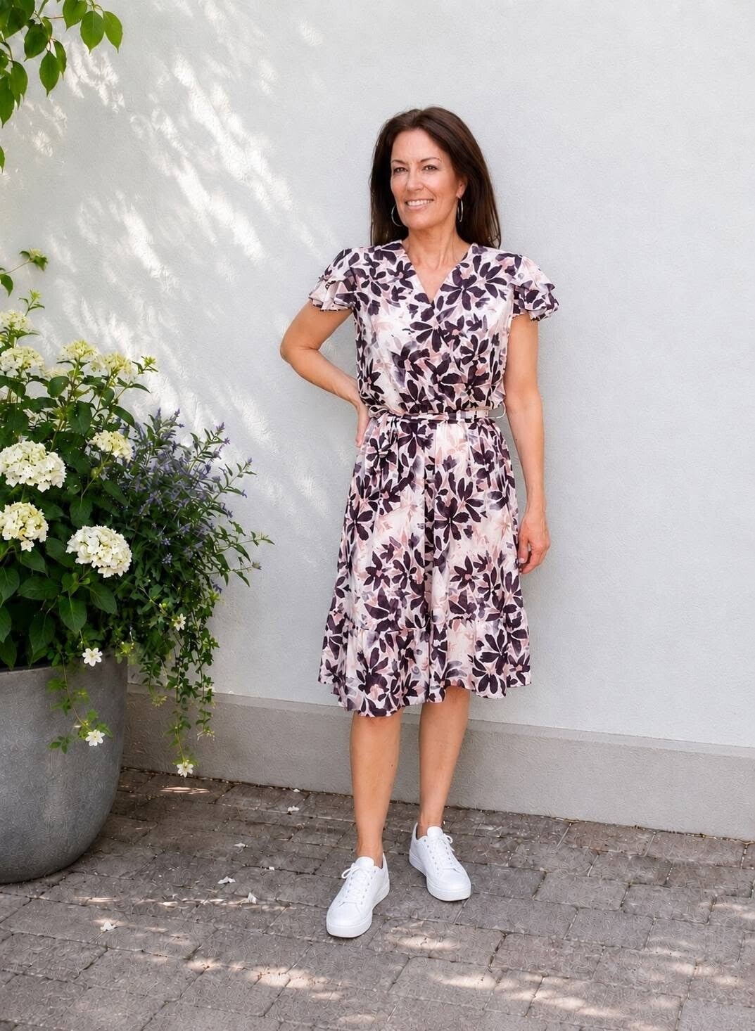 Musthaves by Elja jurk met bloemenprint zwart/offwhite