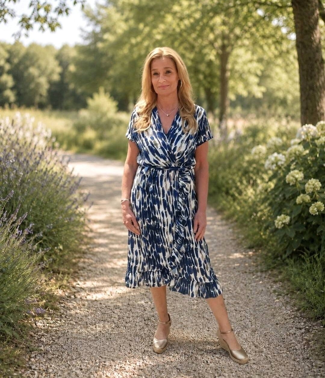 Musthaves by Elja jurk met mooie print blauw