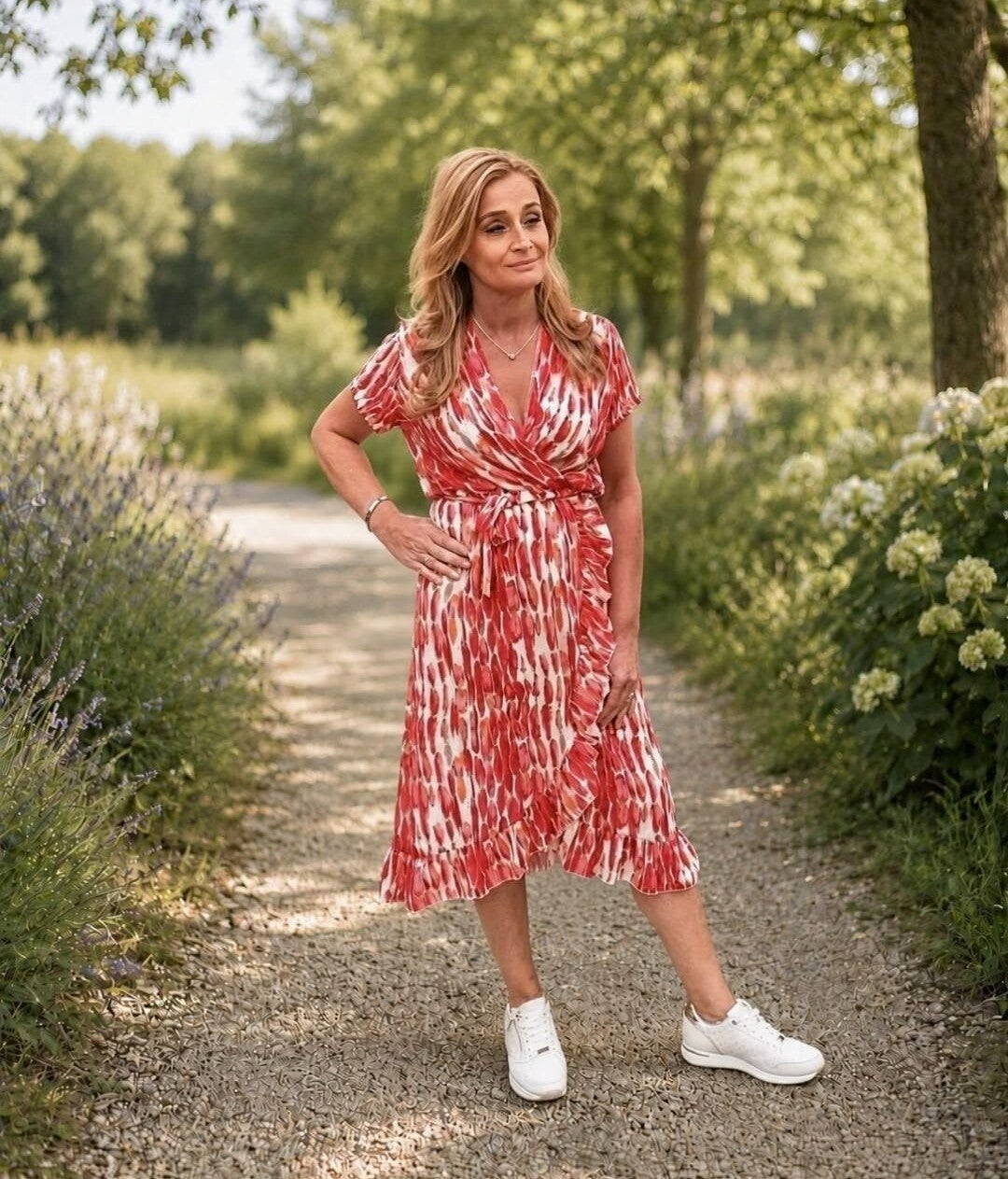 Musthaves by Elja jurk met mooie print rood
