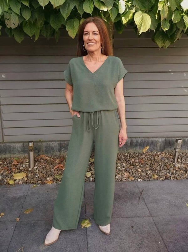 2-delige set broek en top army groen