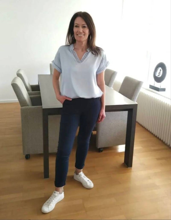 Chino broek donkerblauw met riempje