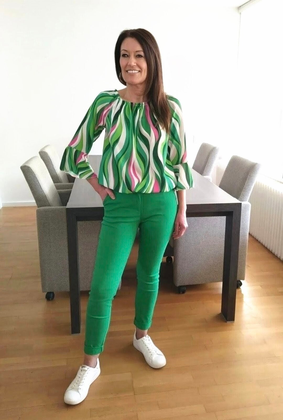 Chino broek groen met riempje