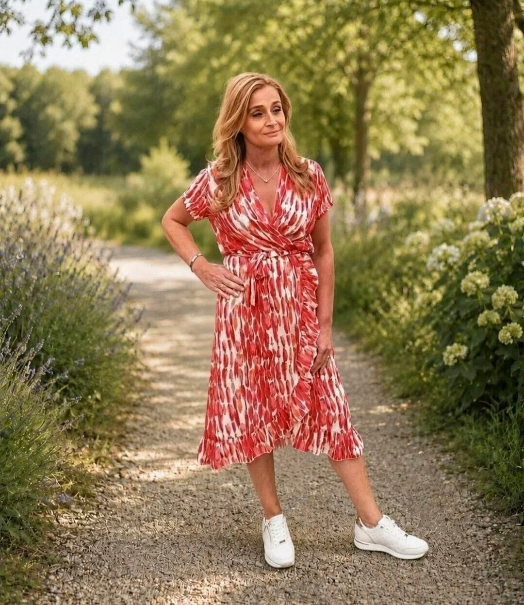 Musthaves by Elja jurk met mooie print rood