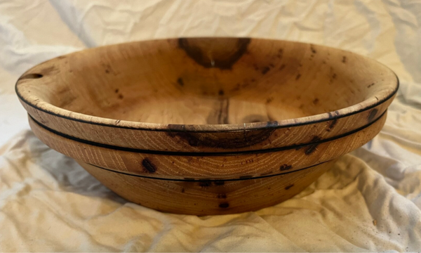 Pecan bowl with guitar string burnt edges