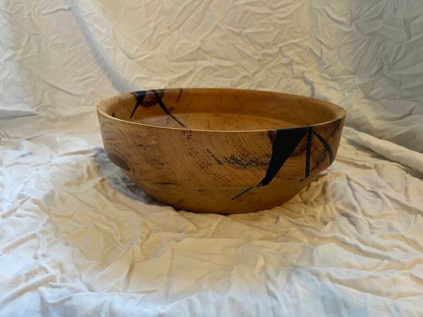 Pecan and black resin bowl with inner ledge