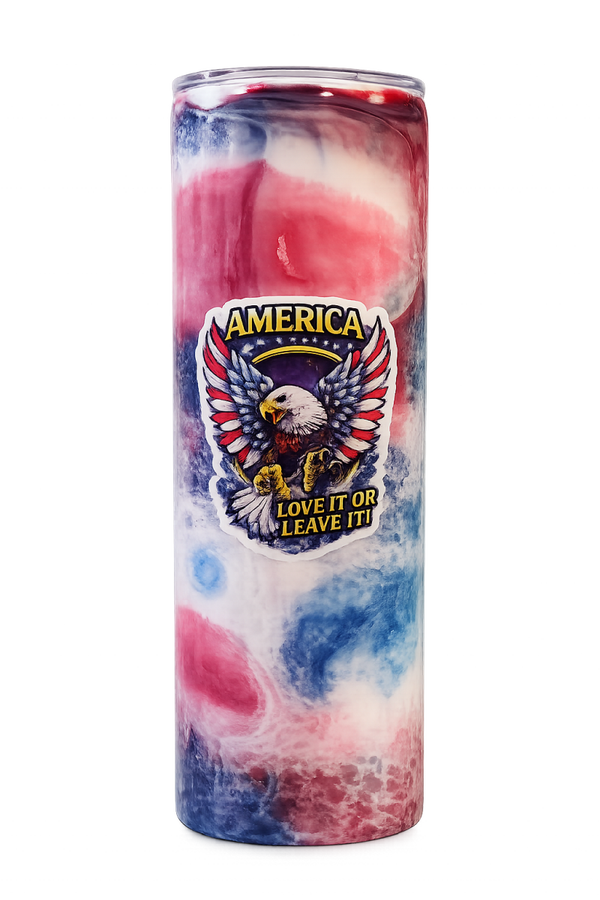 Patriotic Eagle Resin Tumbler – 20 oz Skinny Stainless Steel