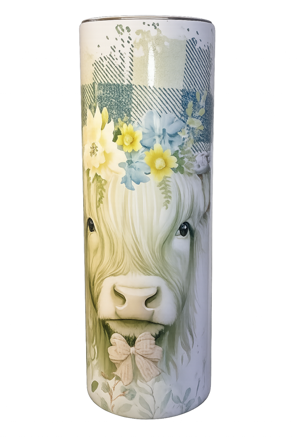 Highland Cow Floral 20 oz Skinny Tumbler