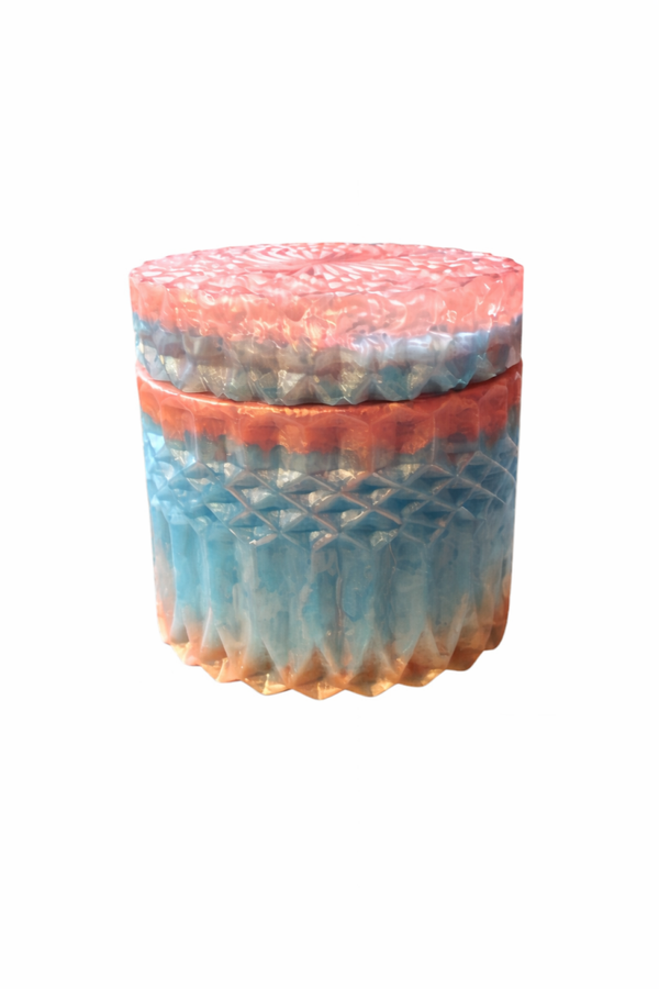 Resin Jar-Coral Pink and Turquoise