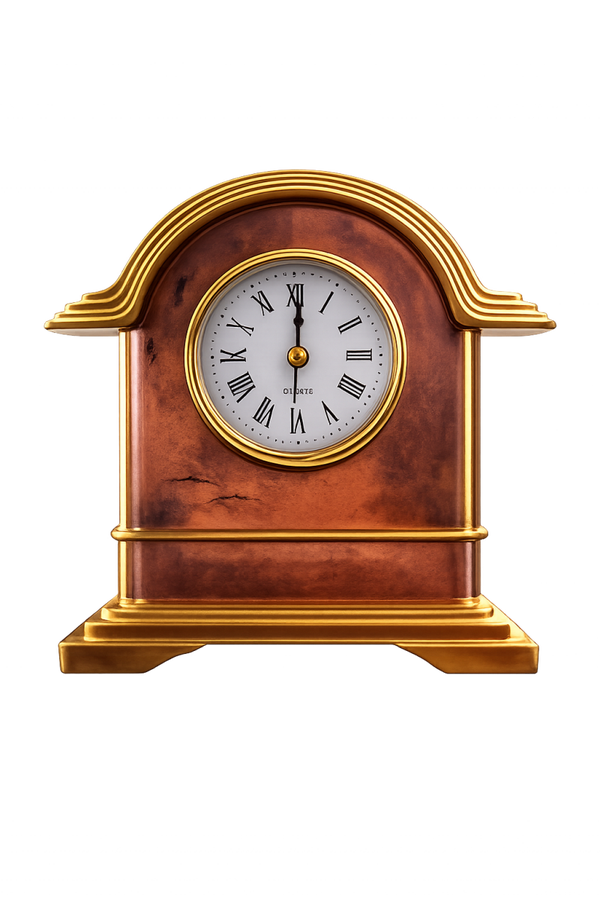 Vintage-Style Resin Mantel Clock – Classic Copper & Gold