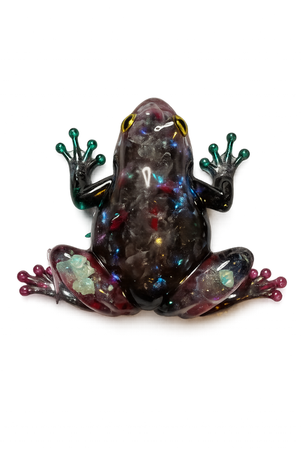 Cosmic Frog Resin Figurine – Handmade Art Piece