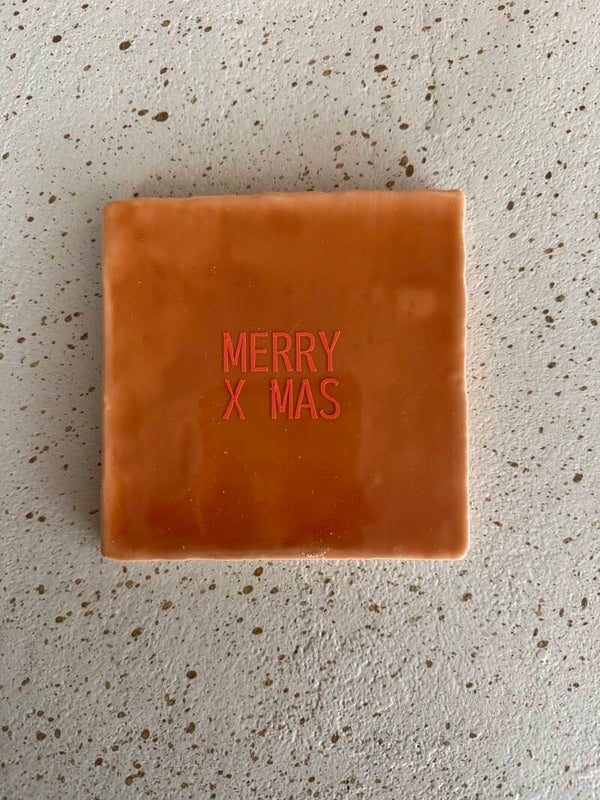 Tegeltje merry x mas oranje