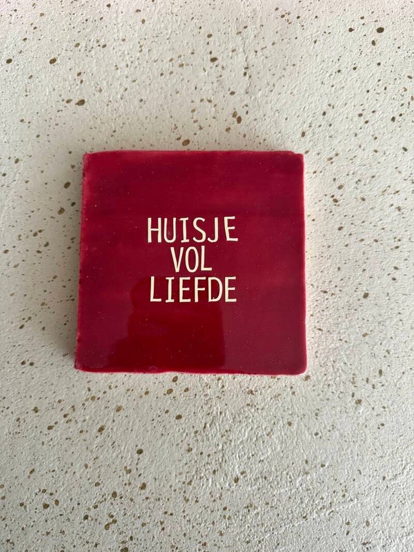 Tegeltje huisje vol liefde rood