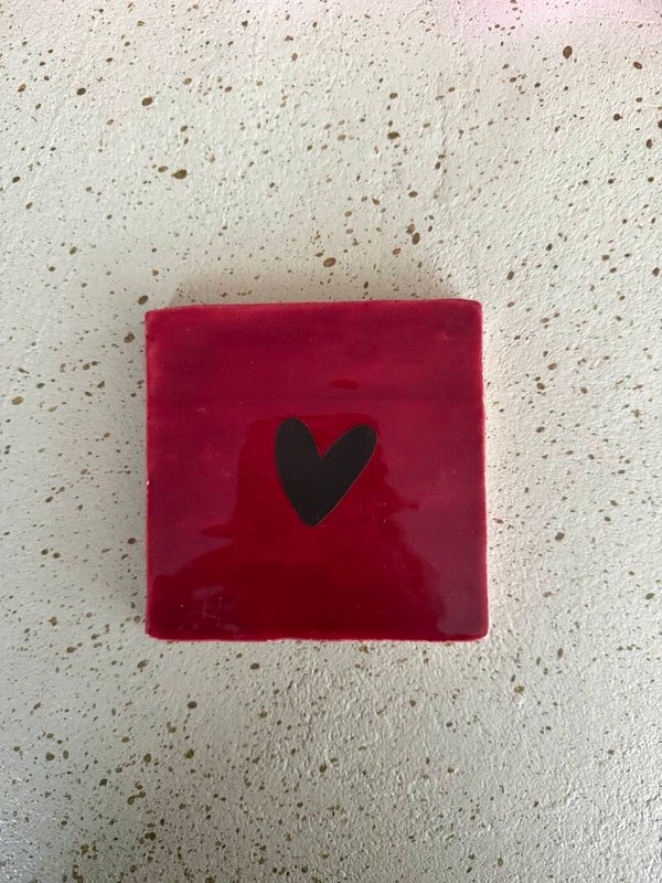 Tegeltje hart rood