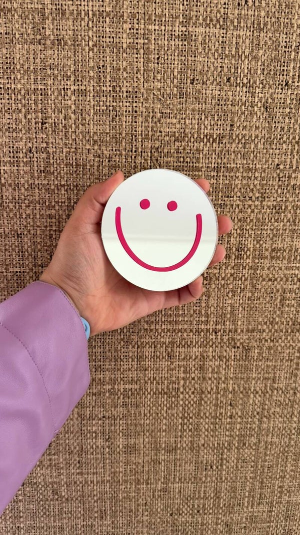 Roze smiley - onderzetter
