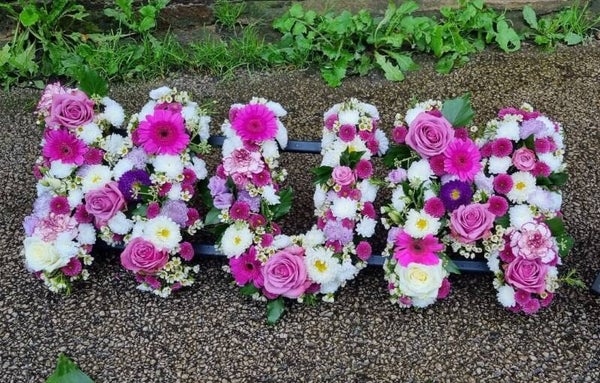 Mixed Flower Letters Funeral Tributes