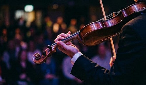 Hongaarse live zigeunermuziek tijdens concert met violist en publiek