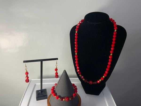 Red beaded Jewelry Set