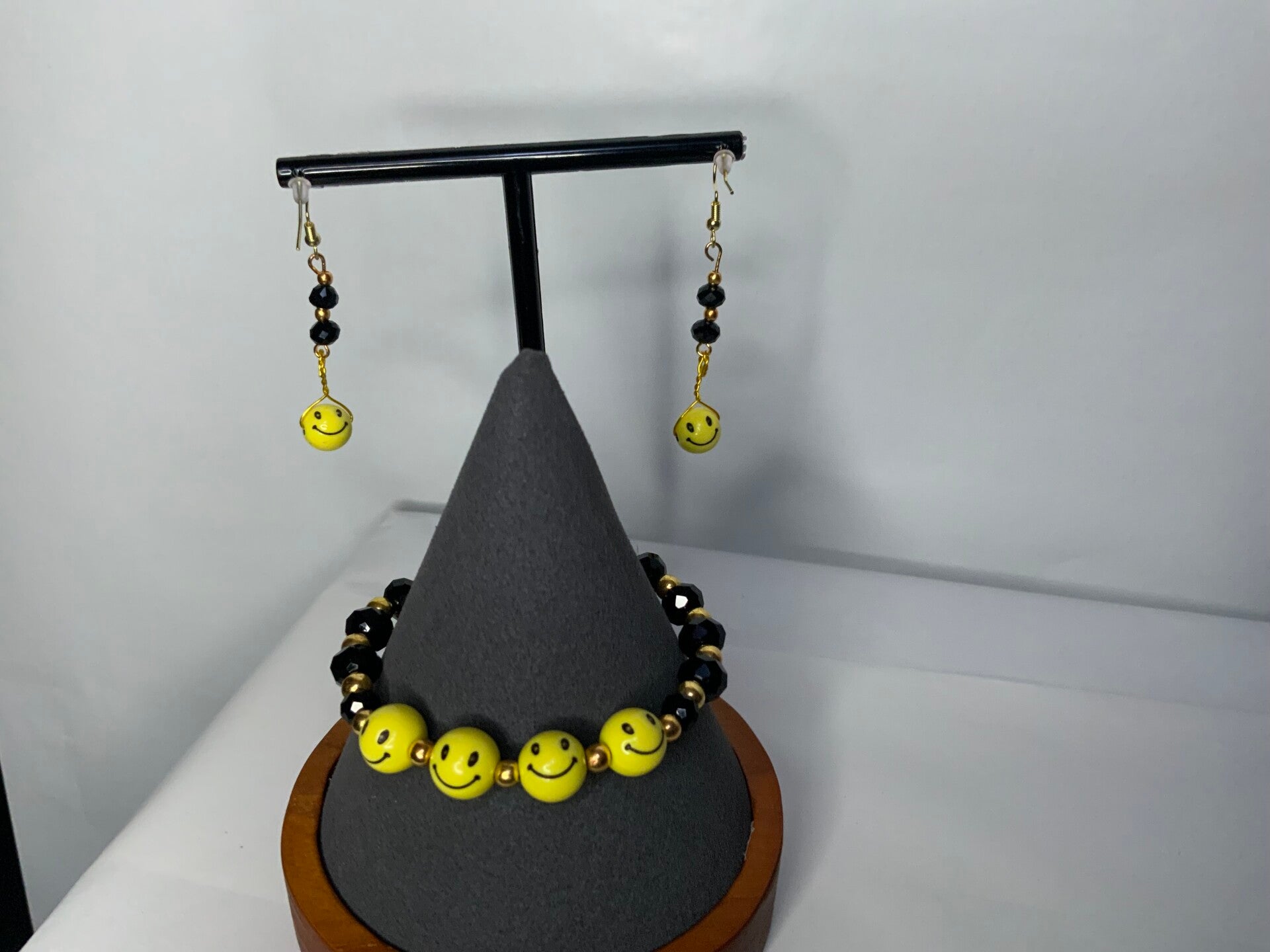 Happy smiling faces bracelet and earrings set.