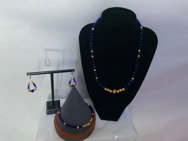Blue and Gold necklace set