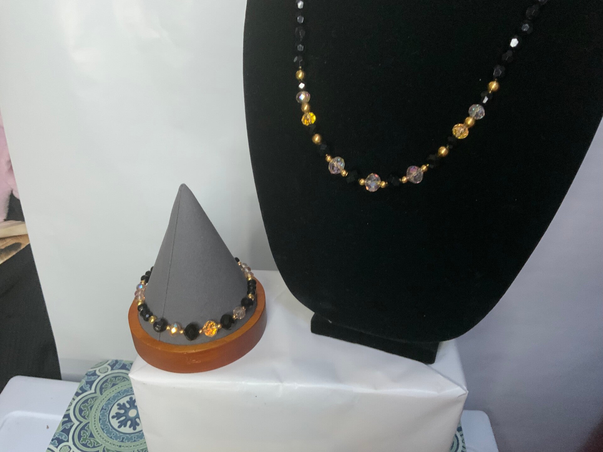 Black and Gold Necklace & Bracelet