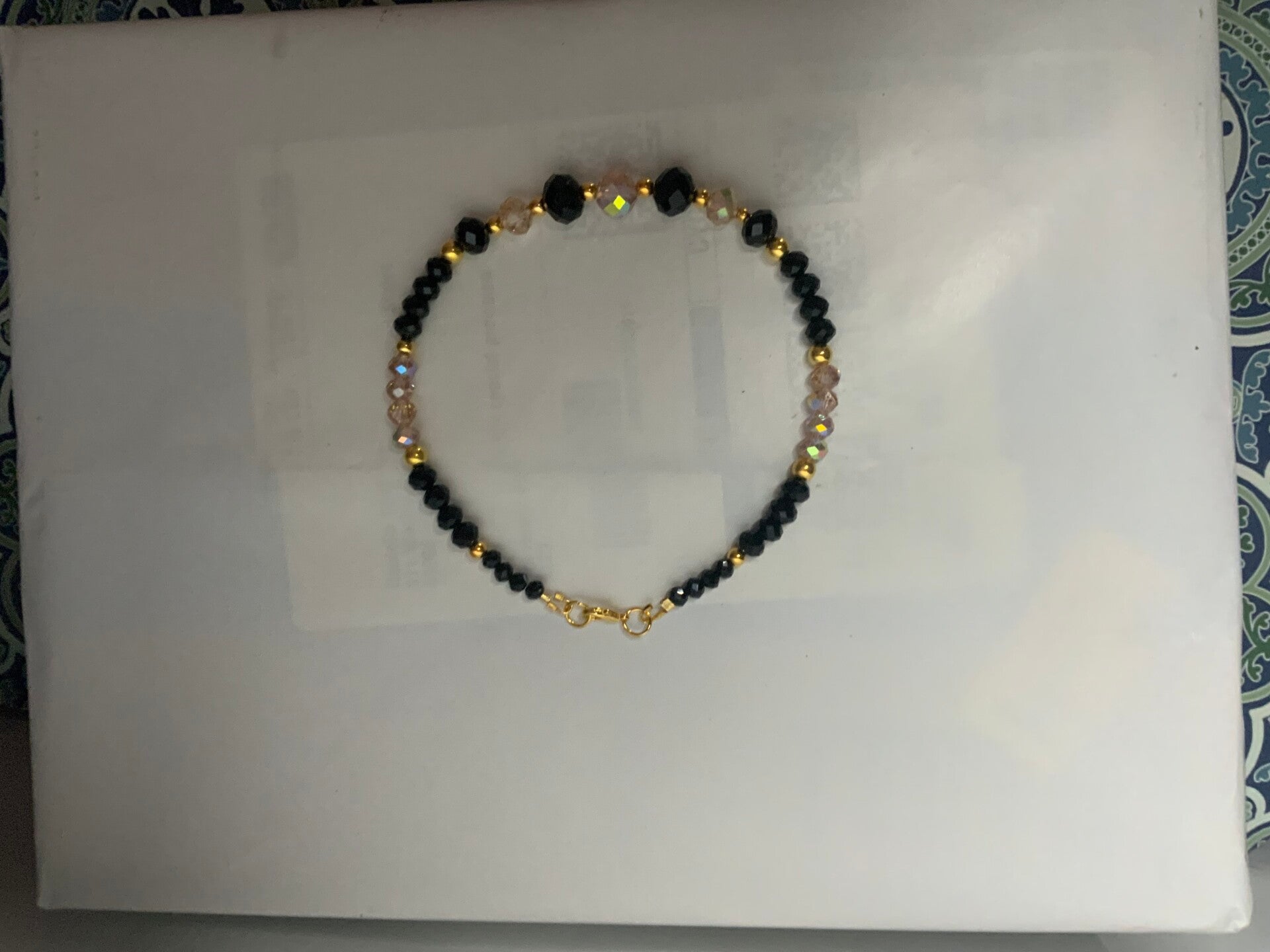 Black and Gold Beaded Anklet