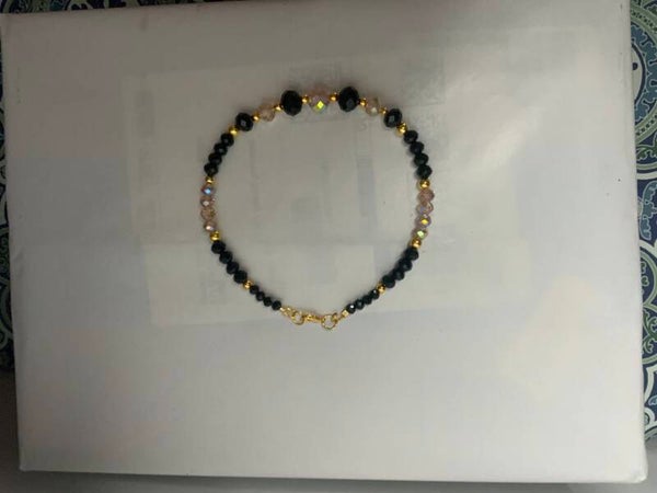 Black and Gold Beaded Anklet