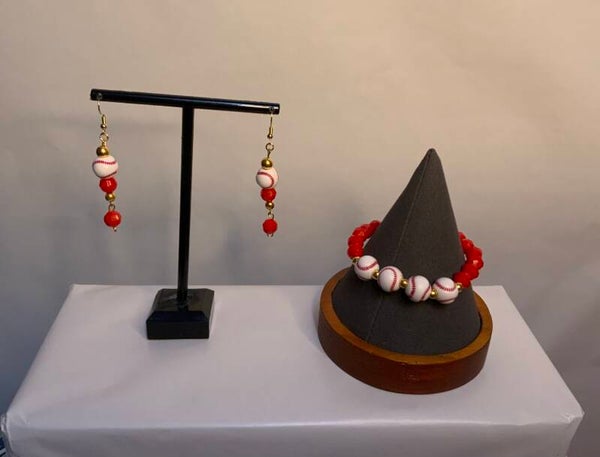 Baseball bracelet and earrings set