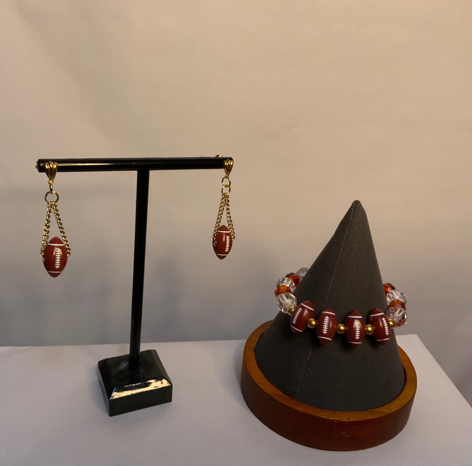 Football bracelet and earrings set