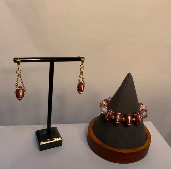 Football bracelet and earrings set