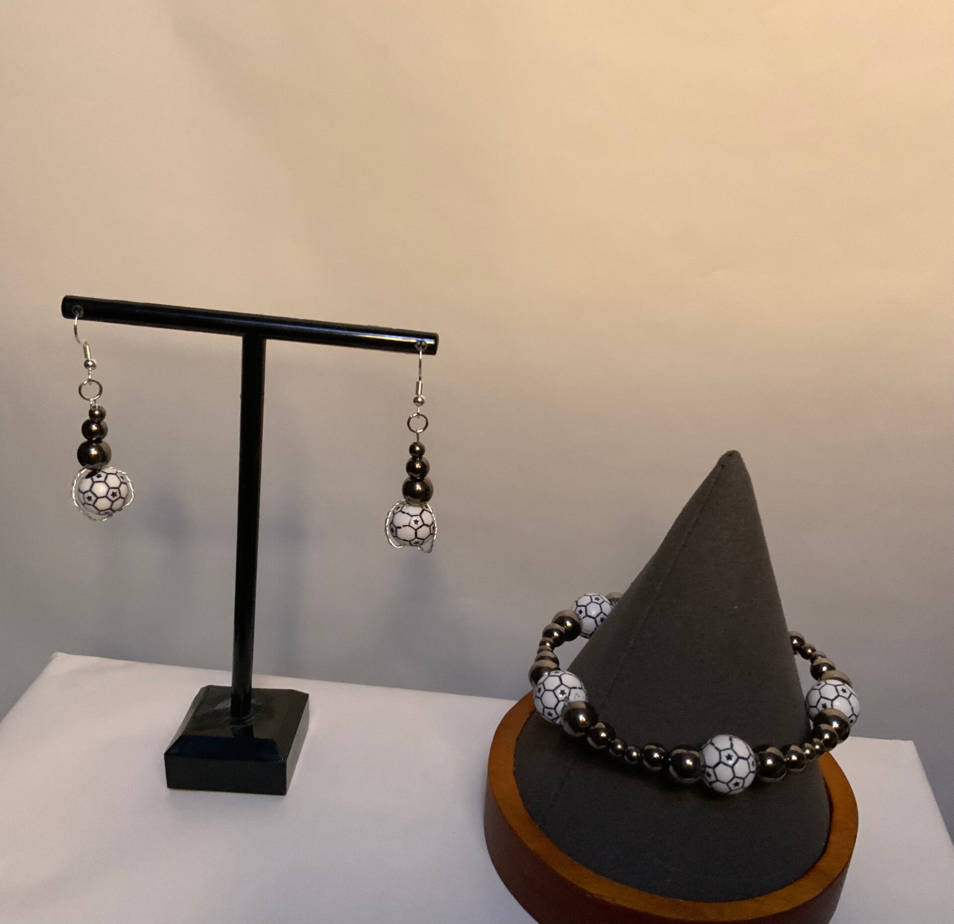 Soccer bracelet and earrings set
