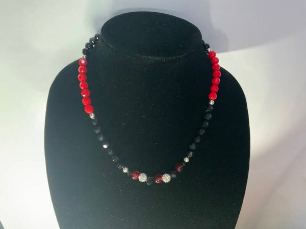 Red Black and Silver Necklace