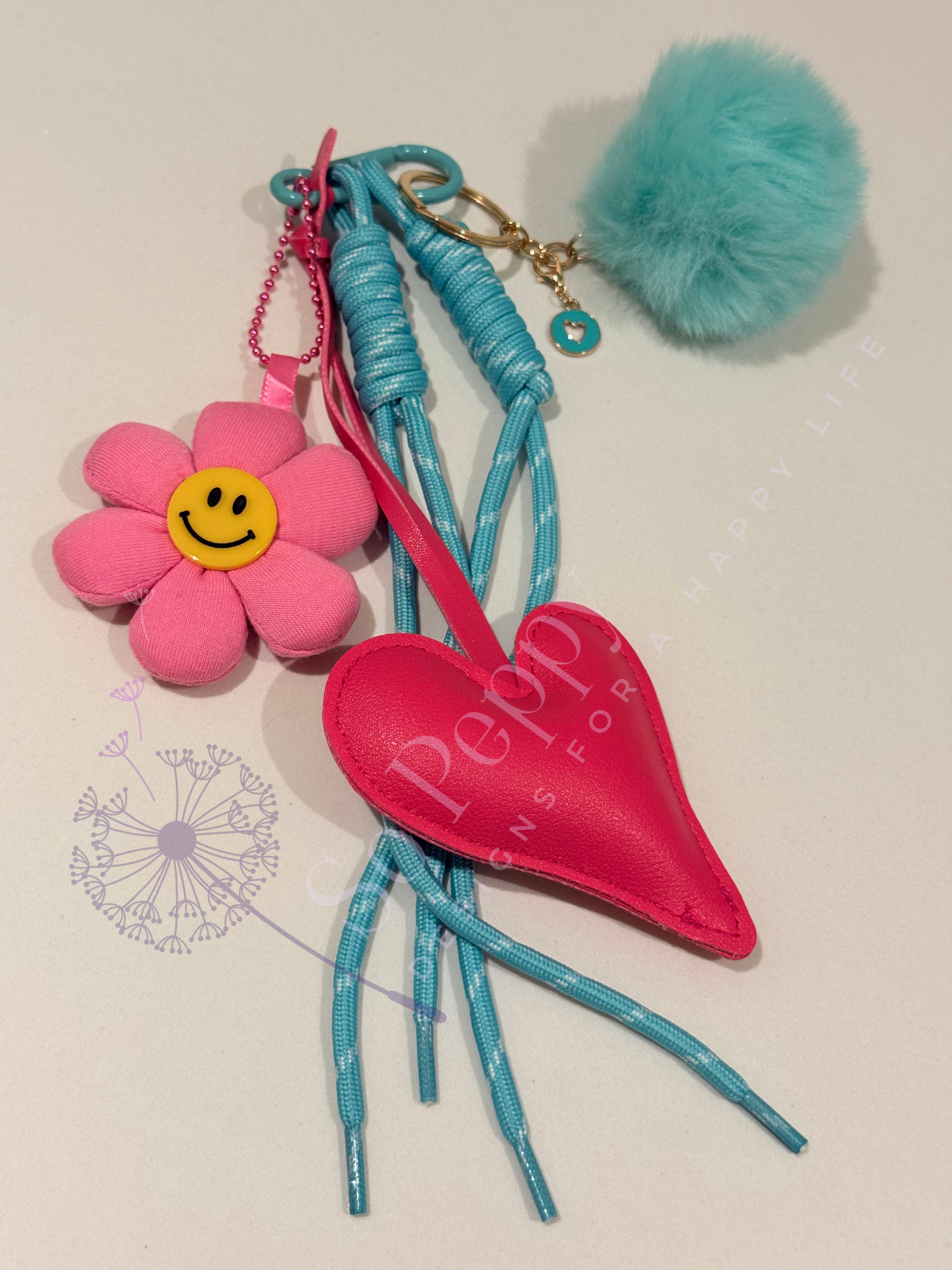 Charm roze heart & flower