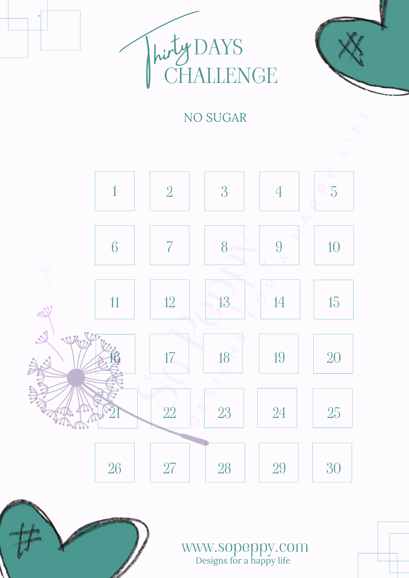 Challenge "No Sugar" Green heart